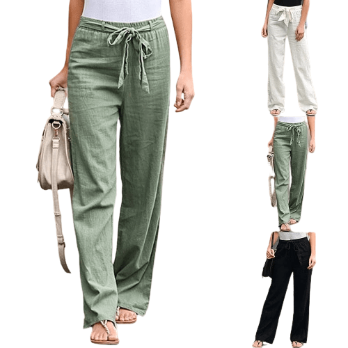 Cap Point White / S Fashionable Solid Elastic Waist Ankle Pants