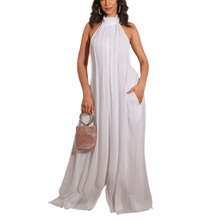 Load image into Gallery viewer, Cap Point white / S Loose Chiffon Halter Long Jumpsuit
