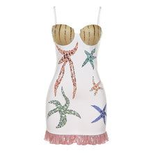 Load image into Gallery viewer, Cap Point White / S Malia Rhinestones Spaghetti Straps Ruffles Stitching Bodycon Mini Dress
