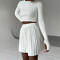 Cap Point white / S Malia Two Piece Knitted Ribbed Sweater Outfits Set