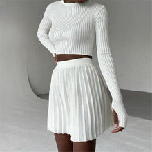 Load image into Gallery viewer, Cap Point white / S Malia Two Piece Knitted Ribbed Sweater Outfits Set
