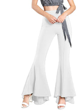 Load image into Gallery viewer, Cap Point White / S Phinea Bell Bottom Wide Leg Flare Stretch High Waist irregular Palazzo Pants
