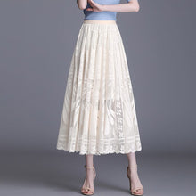 Load image into Gallery viewer, Cap Point White / S Schomie Lace Big Swing Gauze Hollow Pleated Skirt
