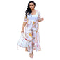 Cap Point White / S Summer Print Long Sleeve Cardigan Pants Two Piece
