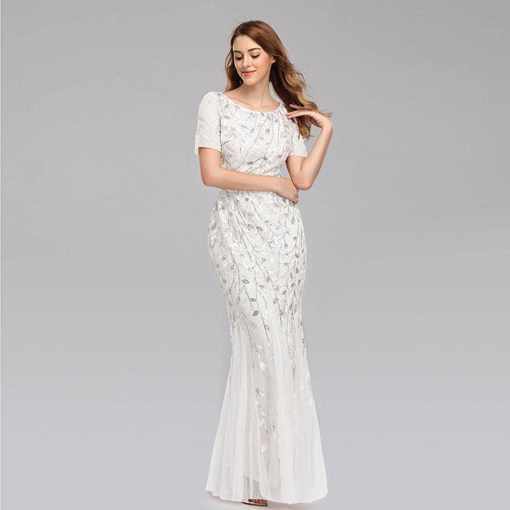 Cap Point White / US04 Salome Round Neck Evening Dress