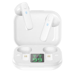 Cap Point White Wireless Earbuds, TWS Bluetooth 5.0, Deep Bass Sport Headphones