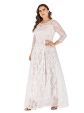 Load image into Gallery viewer, Cap Point white / XL Lucinda Elegant Lace O-Neck 3/4 Sleeve Prom Maxi Dress
