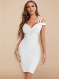 Cap Point white / XS Carolyn Sexy Bandage V-Neck Double Elastic Strap Bodycon Party Club Dress