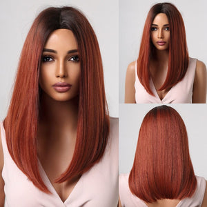 Cap Point Wig 11 / Black red blonde Dina Short Straight Synthetic Daily Cosplay Party Heat Resistant Ombre Bo Hair Wigs