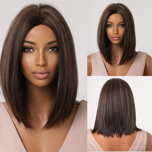 Cap Point Wig 18 / Black red blonde Dina Short Straight Synthetic Daily Cosplay Party Heat Resistant Ombre Bo Hair Wigs