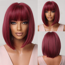 Load image into Gallery viewer, Cap Point Wig 19 / Black red blonde Dina Short Straight Synthetic Daily Cosplay Party Heat Resistant Ombre Bo Hair Wigs
