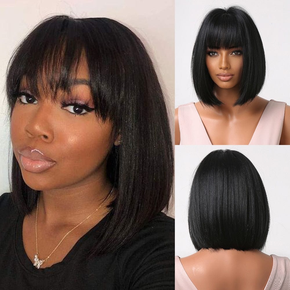 Cap Point Wig 2 / Black red blonde Dina Short Straight Synthetic Daily Cosplay Party Heat Resistant Ombre Bo Hair Wigs