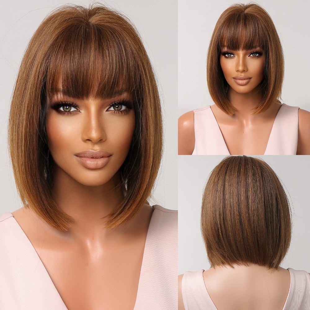 Cap Point Wig 20 / Black red blonde Dina Short Straight Synthetic Daily Cosplay Party Heat Resistant Ombre Bo Hair Wigs