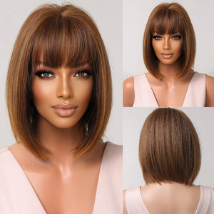 Cap Point Wig 20 / Black red blonde Dina Short Straight Synthetic Daily Cosplay Party Heat Resistant Ombre Bo Hair Wigs