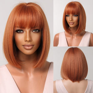 Cap Point Wig 21 / Black red blonde Dina Short Straight Synthetic Daily Cosplay Party Heat Resistant Ombre Bo Hair Wigs