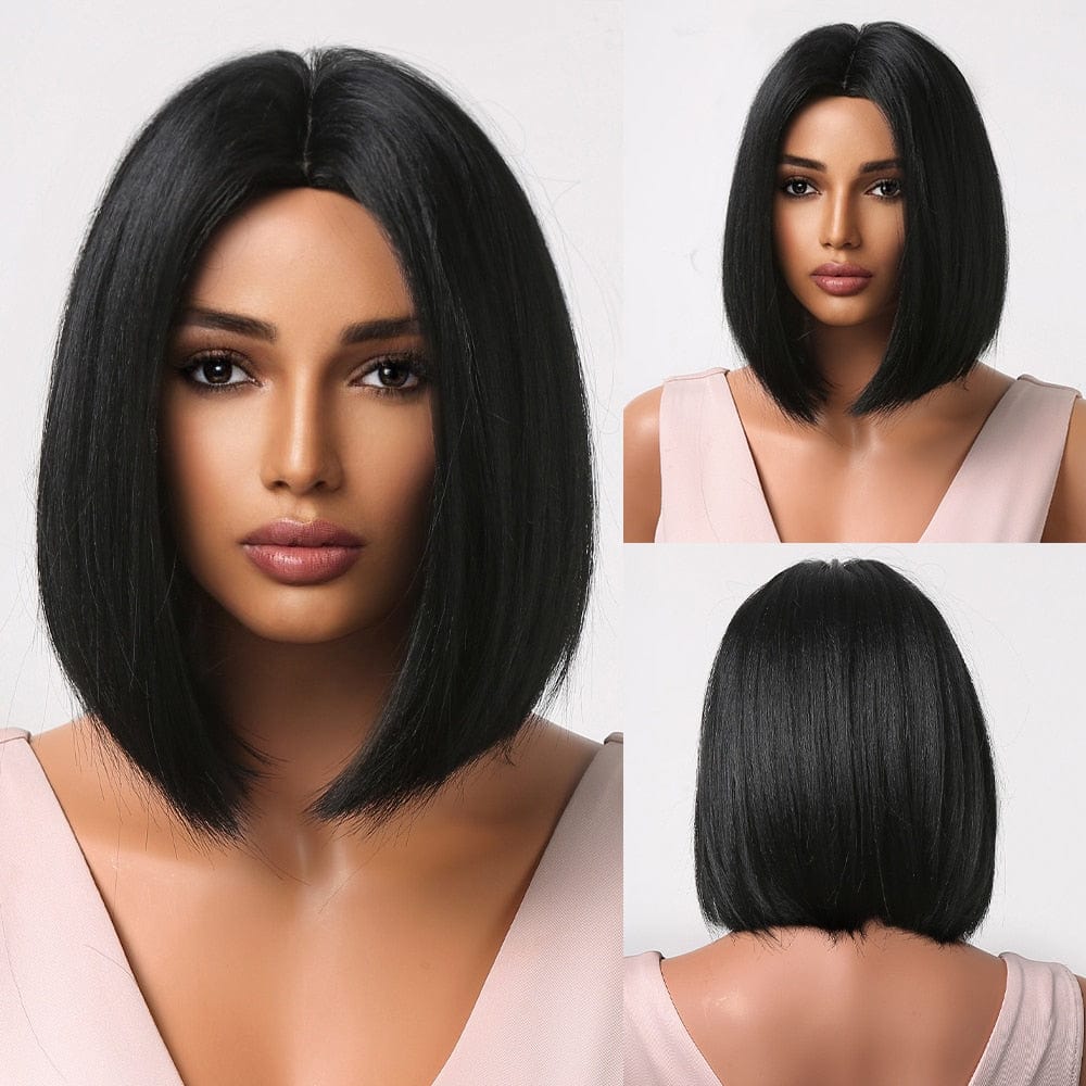 Cap Point Wig 8 / Black red blonde Dina Short Straight Synthetic Daily Cosplay Party Heat Resistant Ombre Bo Hair Wigs