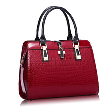 Load image into Gallery viewer, Cap Point Wine Red / 33cm X 24cm X 14cm Patent Luxury Brand PU Leather Crossbody Handbag
