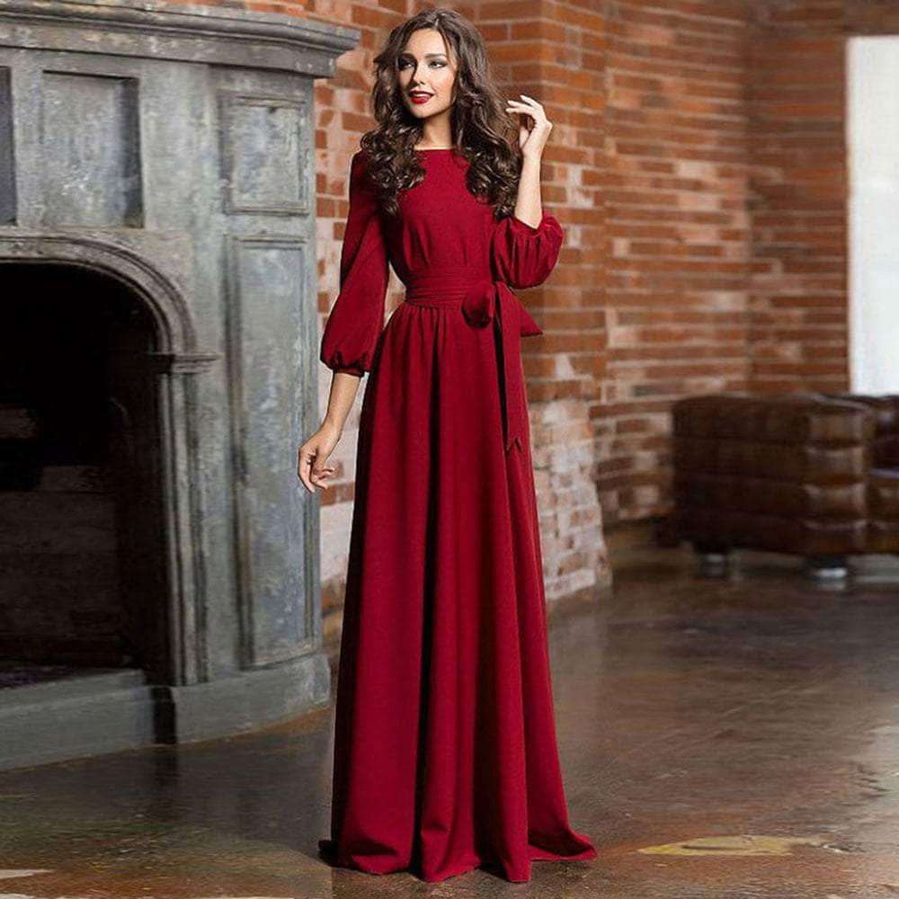Cap Point Wine Red / 3XL Rachel solid evening dress
