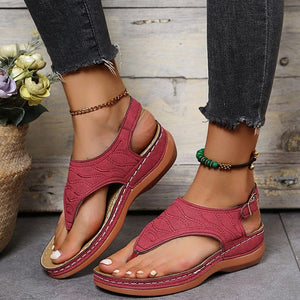 Cap Point Wine Red / 6 Women's Open Toe Wedge Sandals