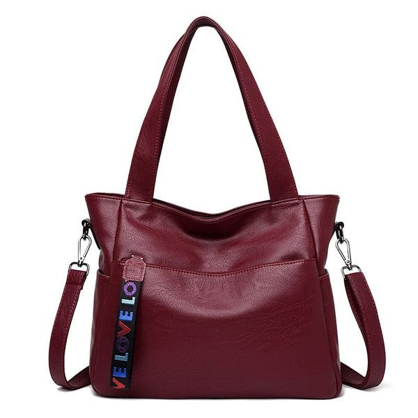 Cap Point Wine Red Catherine Genuine Brand Ladies Soft Leather Shoulder Handbag