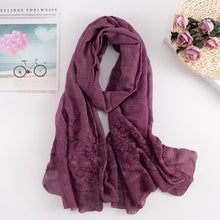 Load image into Gallery viewer, Cap Point Wine Red Martha plain soft viscose embroider winter wrap hijab foulard shawl scarf
