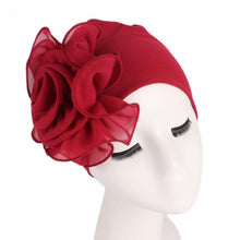Load image into Gallery viewer, Cap Point Wine red / One size fits all New Large Flower Stretch Head Scarf Hat
