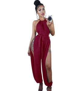 Cap Point Wine red / S Andreas Hollow Out Sleeveless O-Neck Belt Lace Up Jumpsuit