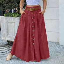 Load image into Gallery viewer, Cap Point Wine Red / S Elegant buttoned high waist long skirt
