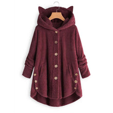 Load image into Gallery viewer, Cap Point Wine Red / S Faux Fur Hooded Coat Plush Velvet Jacket
