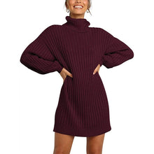Load image into Gallery viewer, Cap Point Wine red / S Jennifer Turtleneck Sweater Dress
