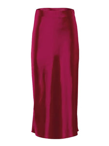 Cap Point Wine Red / S Perline High Waisted Satin Office Ladies Maxi Skirt