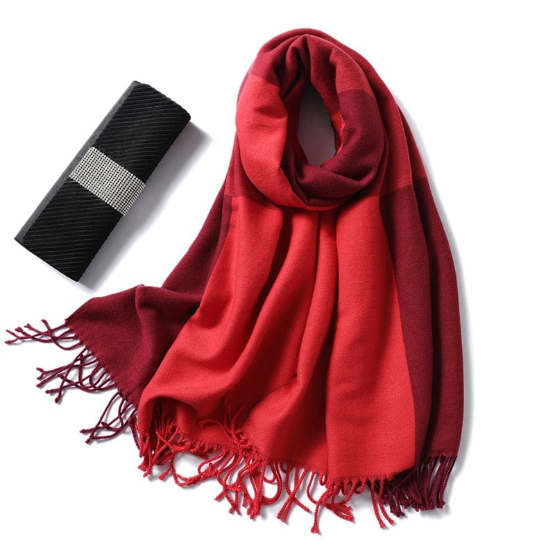 Cap Point Wine red Winnie Winter Cashmere Thick Warm Shawls Wrap Scarf