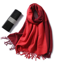 Load image into Gallery viewer, Cap Point Wine red Winnie Winter Cashmere Thick Warm Shawls Wrap Scarf
