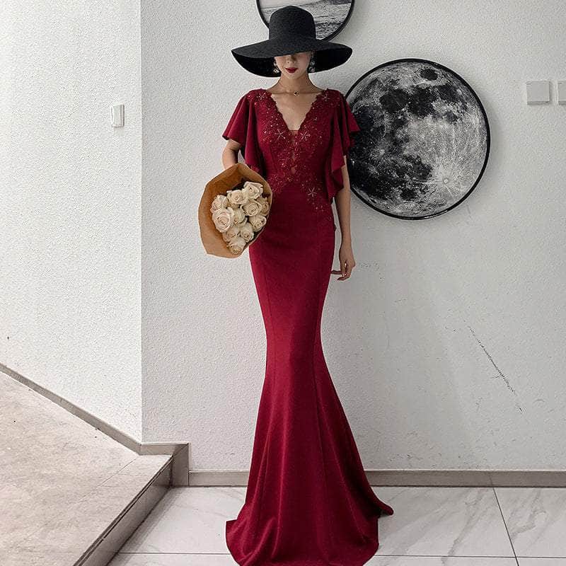 Cap Point Wine red / 2XL Salome High-end Stylish Evening Dress