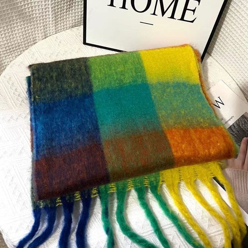 Cap Point Winnie Cashmere Plaid Thick Wrap Winter Scarf