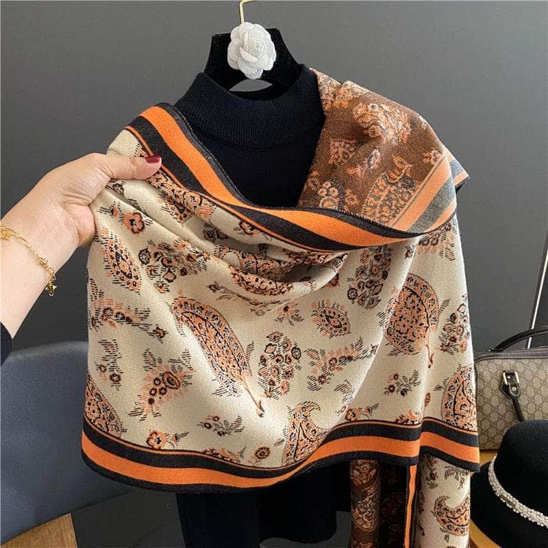 Cap Point Winnie Winter Cashmere Decoration Thick Foulard Blanket Wrap Scarf