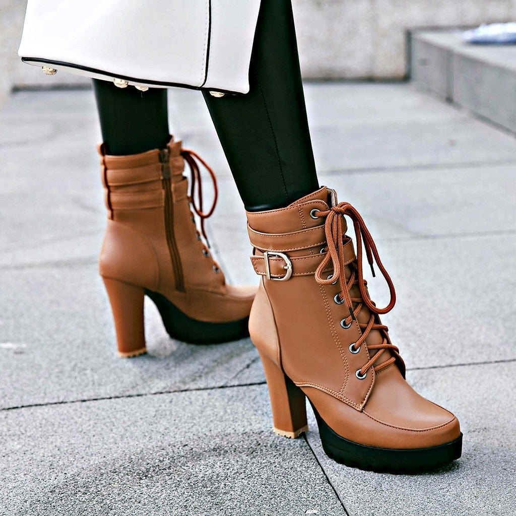 Cap Point Women's high heel lace up ankle boots