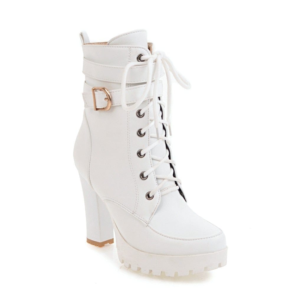 Cap Point Women's high heel lace up ankle boots