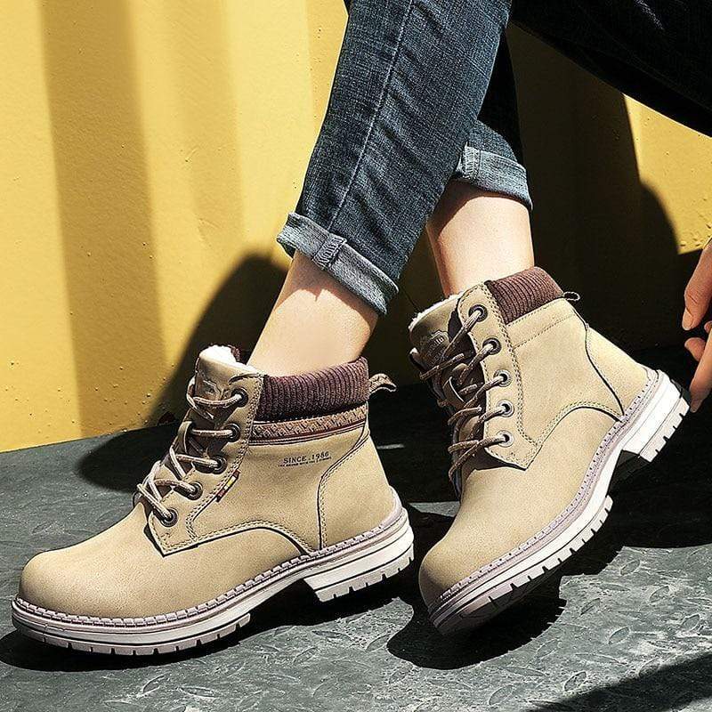 Cap Point Women's Waterproof PU Leather Plush Warm Winter Boots