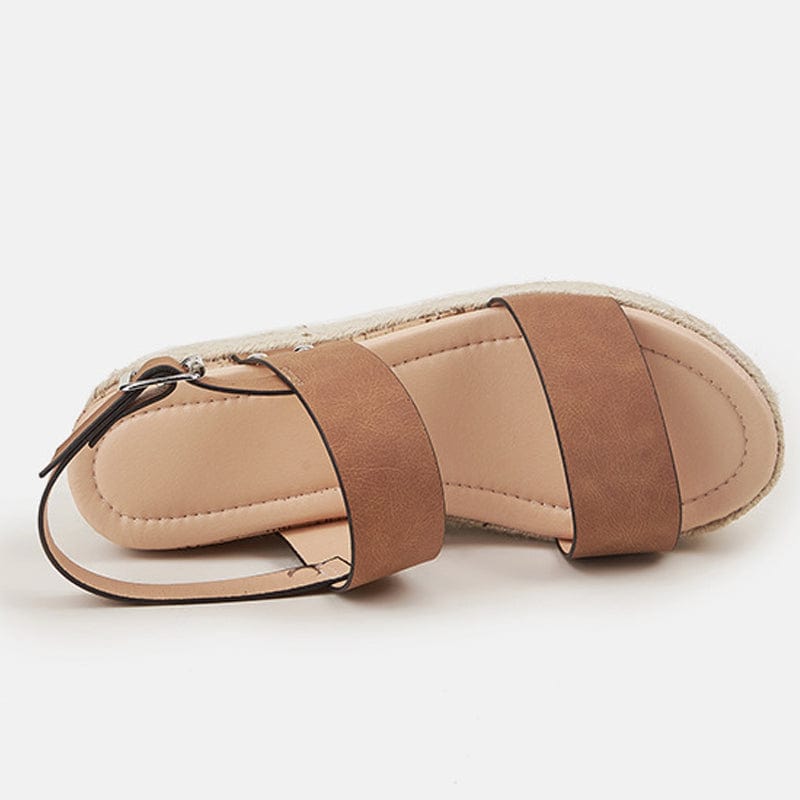 Cap Point Women Summer Platform Hemp Ankle Buckle Sandals