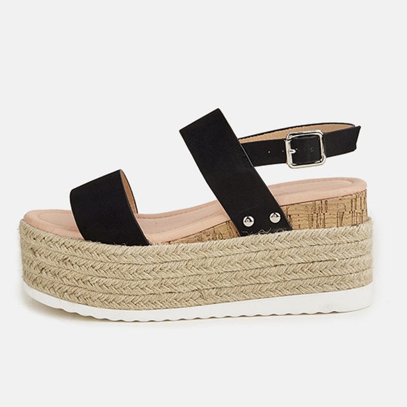 Cap Point Women Summer Platform Hemp Ankle Buckle Sandals