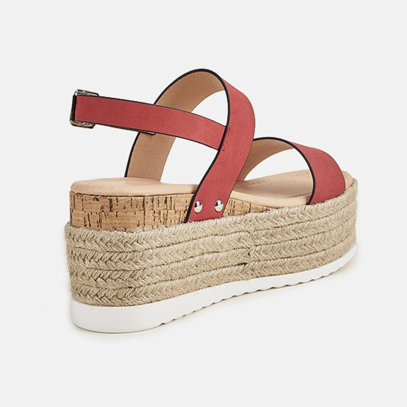 Cap Point Women Summer Platform Hemp Ankle Buckle Sandals
