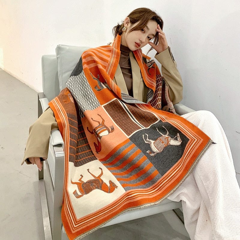 Cap Point WY-Y6-1 Winnie Winter Cashmere Decoration Thick Foulard Blanket Wrap Scarf