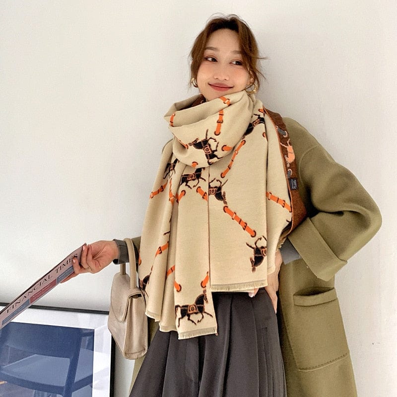 Cap Point WY-YX3-2 Winnie Winter Cashmere Decoration Thick Foulard Blanket Wrap Scarf