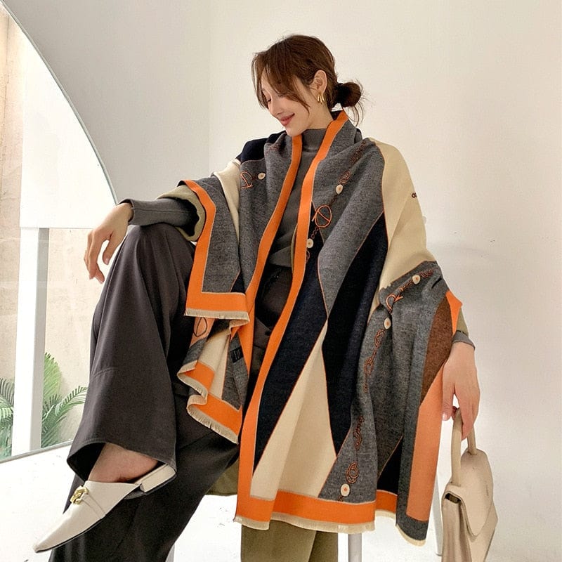Cap Point WY-YX51-2 Winnie Winter Cashmere Decoration Thick Foulard Blanket Wrap Scarf