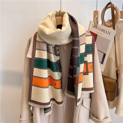 Cap Point WYT327-3 Winnie Winter Cashmere Decoration Thick Foulard Blanket Wrap Scarf