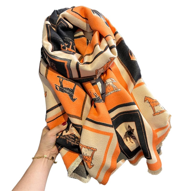 Cap Point WYT424-3 Winnie Winter Cashmere Decoration Thick Foulard Blanket Wrap Scarf