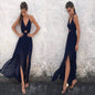 Cap Point XL / Navy Joelle V-neck Sleeveless Summer Boho Maxi Long Dress