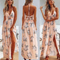 Cap Point XL / Pink Joelle V-neck Sleeveless Summer Boho Maxi Long Dress