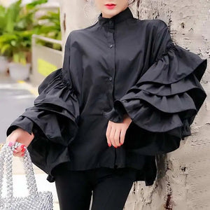 Cap Point XXXL / black Medina Fashion Flare Sleeve Women Blouse